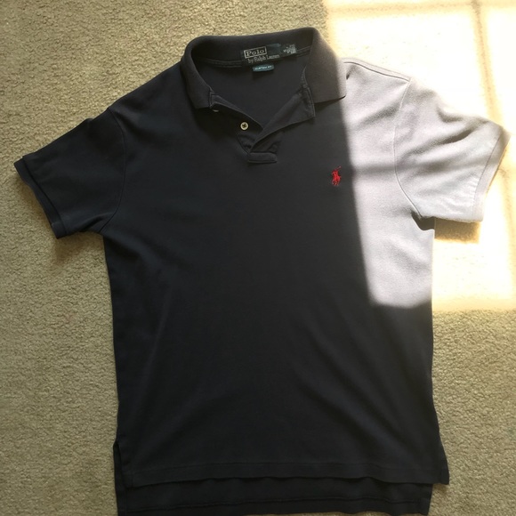 POLO RALPH LAUREN NAVY MESH INTERLOCK SHIRT - Picture 2 of 7